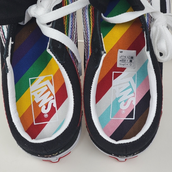 VANS Black With Rainbow Sneakers Shoes Lace-Up 500714 Womens Size 6 New - Picture 11 of 11